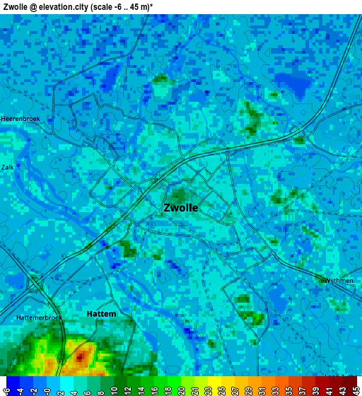 Zoom OUT 2x Zwolle, Netherlands elevation map