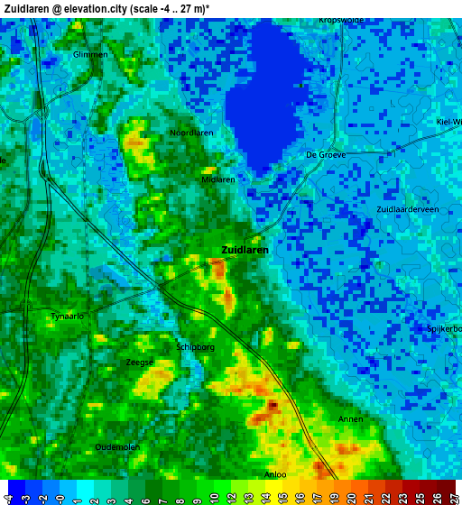 Zoom OUT 2x Zuidlaren, Netherlands elevation map