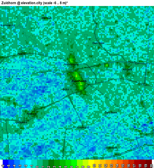 Zoom OUT 2x Zuidhorn, Netherlands elevation map