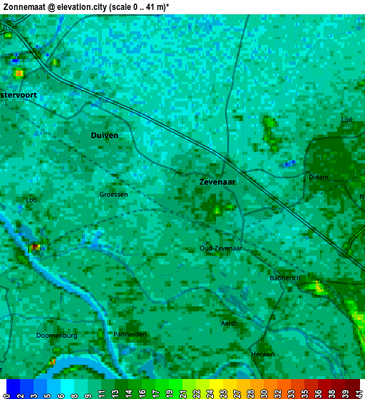 Zoom OUT 2x Zonnemaat, Netherlands elevation map