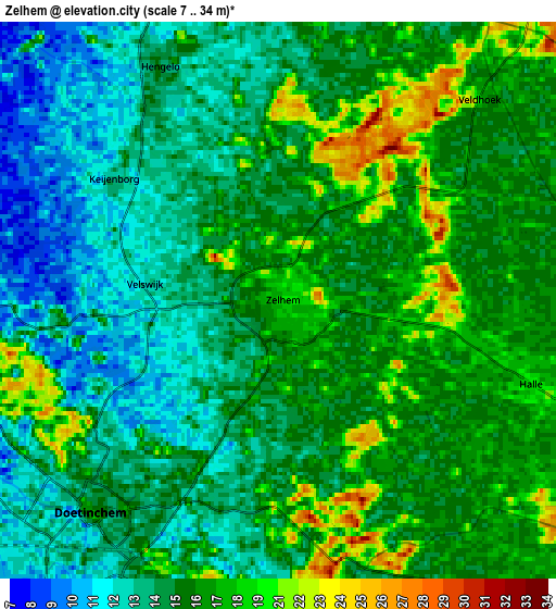 Zoom OUT 2x Zelhem, Netherlands elevation map