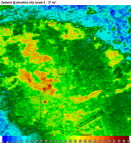 Zoom OUT 2x Zeeland, Netherlands elevation map