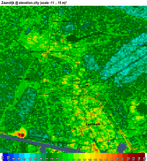 Zoom OUT 2x Zaandijk, Netherlands elevation map