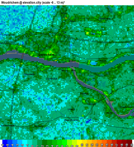 Zoom OUT 2x Woudrichem, Netherlands elevation map