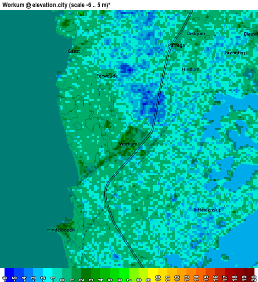 Zoom OUT 2x Workum, Netherlands elevation map