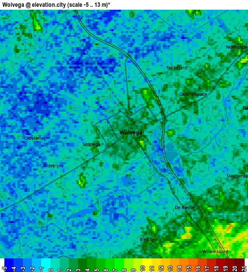 Zoom OUT 2x Wolvega, Netherlands elevation map