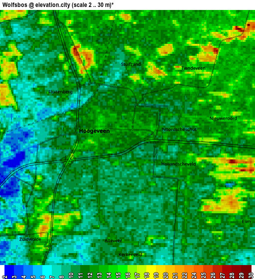 Zoom OUT 2x Wolfsbos, Netherlands elevation map