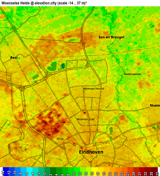 Zoom OUT 2x Woenselse Heide, Netherlands elevation map