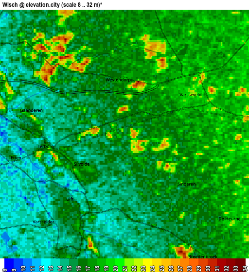 Zoom OUT 2x Wisch, Netherlands elevation map