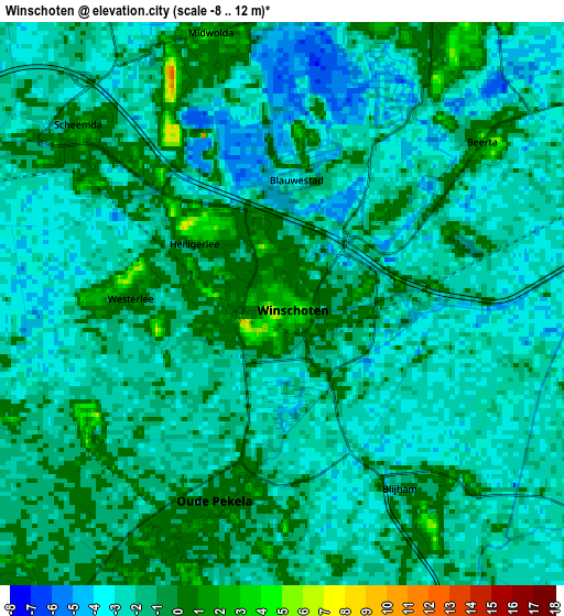 Zoom OUT 2x Winschoten, Netherlands elevation map