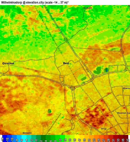 Zoom OUT 2x Wilhelminadorp, Netherlands elevation map