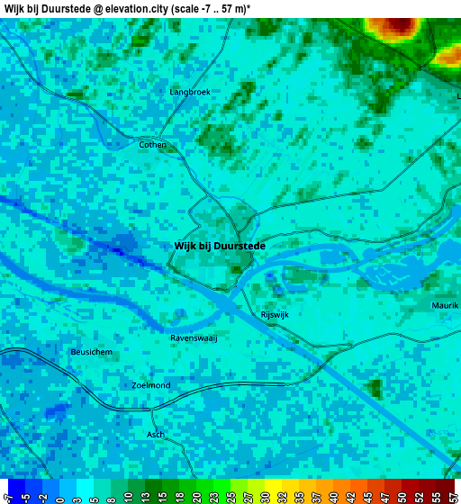 Zoom OUT 2x Wijk bij Duurstede, Netherlands elevation map