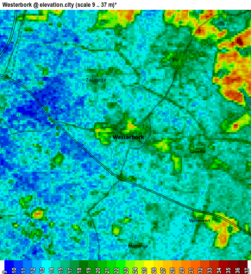 Zoom OUT 2x Westerbork, Netherlands elevation map