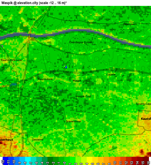 Zoom OUT 2x Waspik, Netherlands elevation map