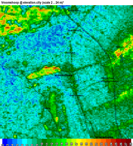 Zoom OUT 2x Vroomshoop, Netherlands elevation map