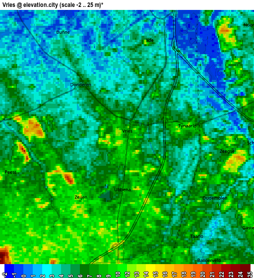 Zoom OUT 2x Vries, Netherlands elevation map