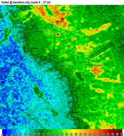 Zoom OUT 2x Volkel, Netherlands elevation map