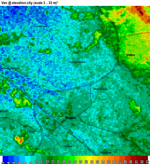 Zoom OUT 2x Ven, Netherlands elevation map