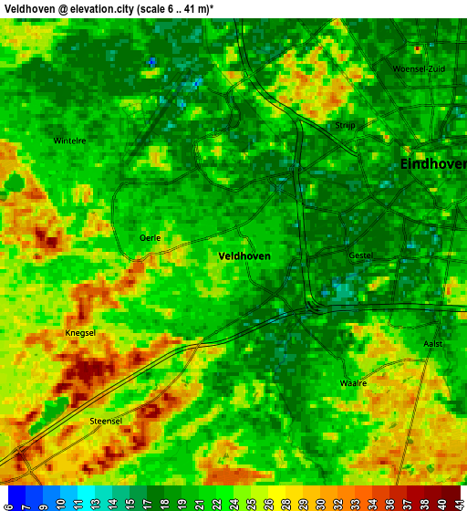 Zoom OUT 2x Veldhoven, Netherlands elevation map