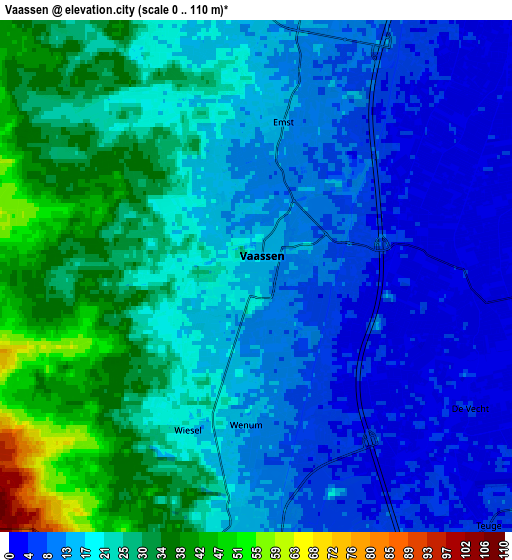 Zoom OUT 2x Vaassen, Netherlands elevation map