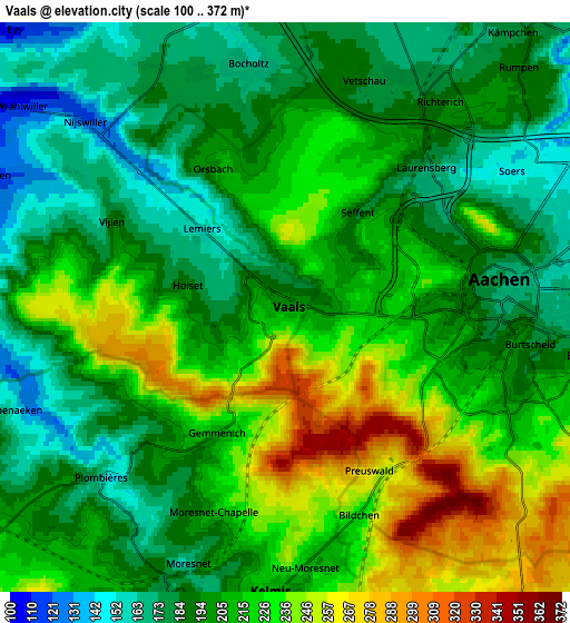 Zoom OUT 2x Vaals, Netherlands elevation map