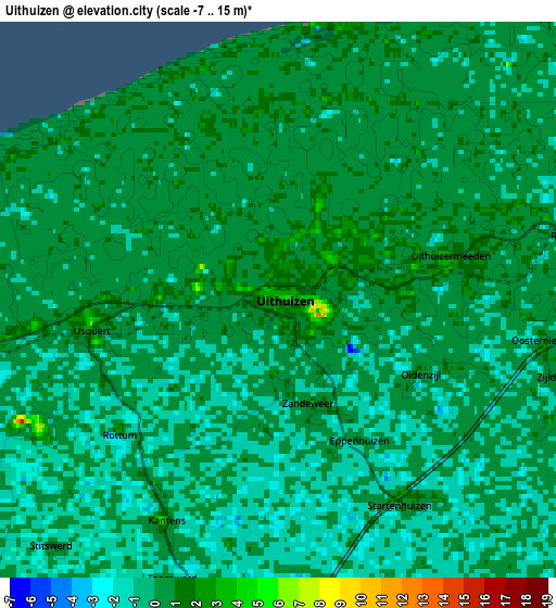 Zoom OUT 2x Uithuizen, Netherlands elevation map