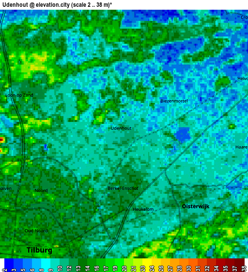 Zoom OUT 2x Udenhout, Netherlands elevation map