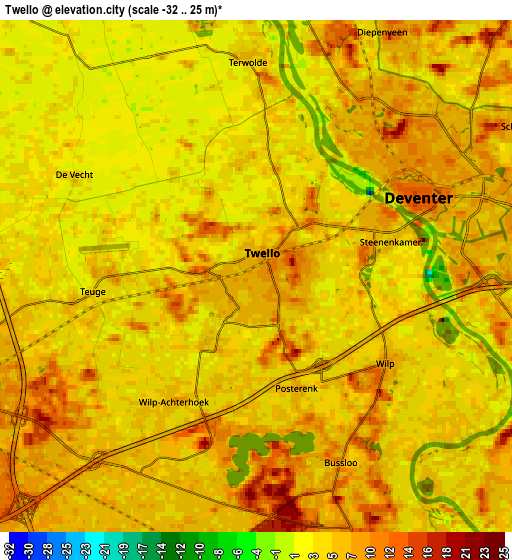 Zoom OUT 2x Twello, Netherlands elevation map