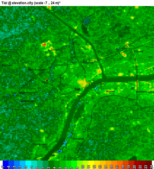 Zoom OUT 2x Tiel, Netherlands elevation map
