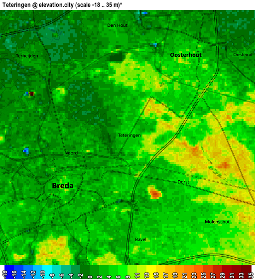 Zoom OUT 2x Teteringen, Netherlands elevation map