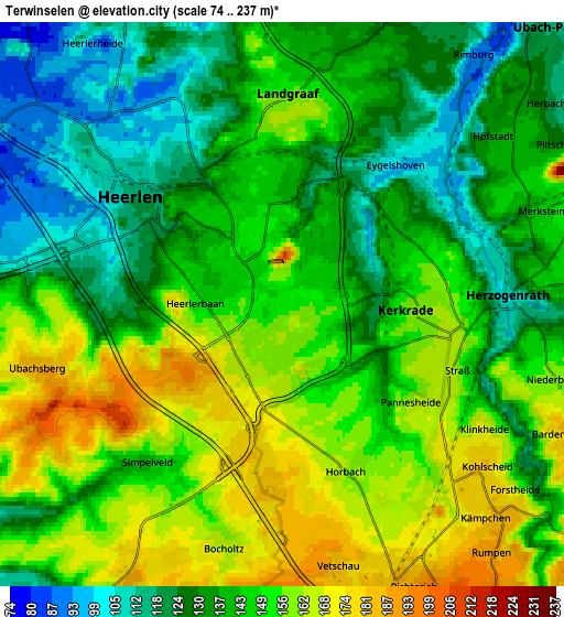 Zoom OUT 2x Terwinselen, Netherlands elevation map