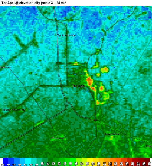 Zoom OUT 2x Ter Apel, Netherlands elevation map