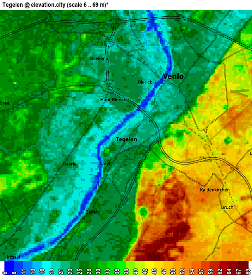 Zoom OUT 2x Tegelen, Netherlands elevation map