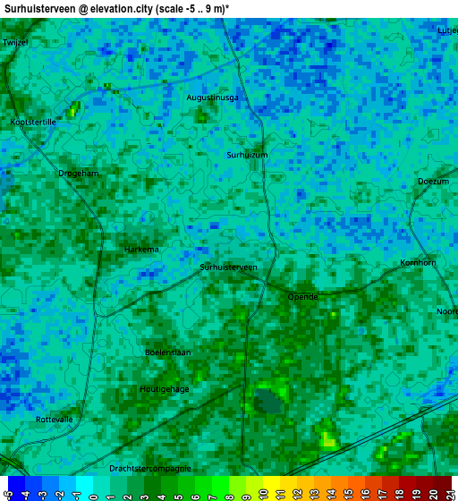 Zoom OUT 2x Surhuisterveen, Netherlands elevation map