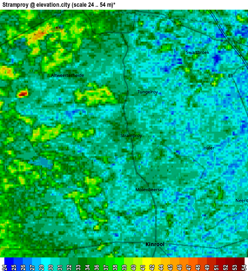 Zoom OUT 2x Stramproy, Netherlands elevation map