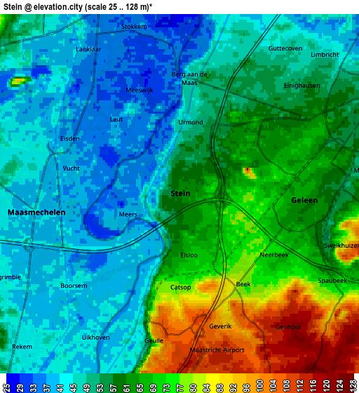 Zoom OUT 2x Stein, Netherlands elevation map