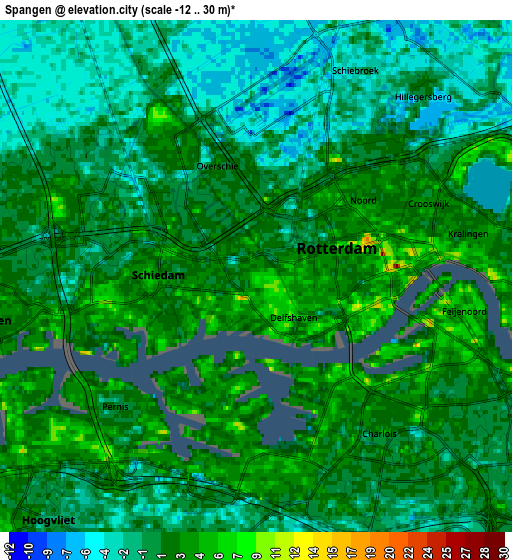 Zoom OUT 2x Spangen, Netherlands elevation map