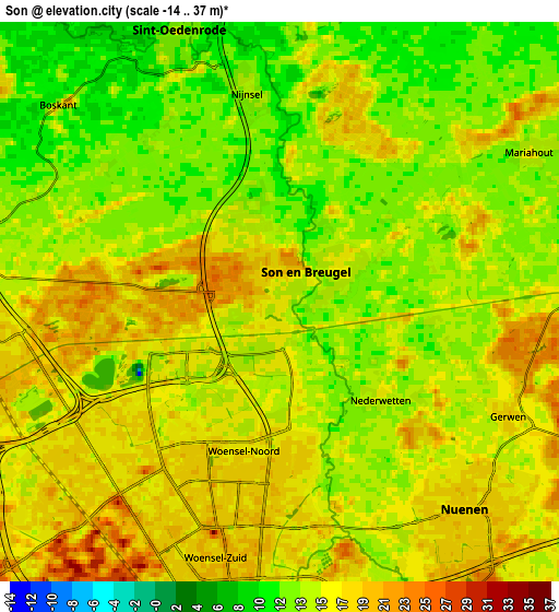 Zoom OUT 2x Son, Netherlands elevation map