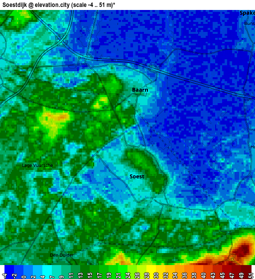 Zoom OUT 2x Soestdijk, Netherlands elevation map