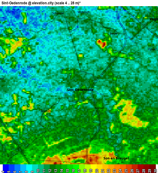 Zoom OUT 2x Sint-Oedenrode, Netherlands elevation map