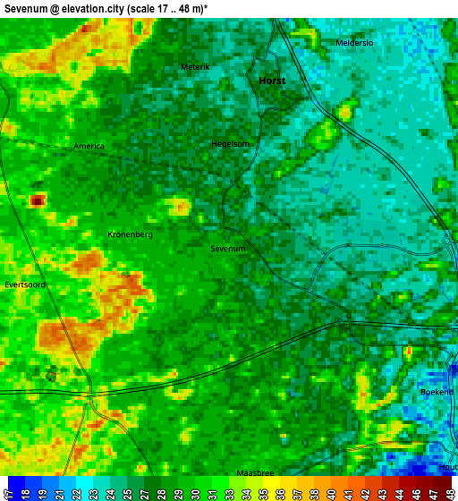 Zoom OUT 2x Sevenum, Netherlands elevation map