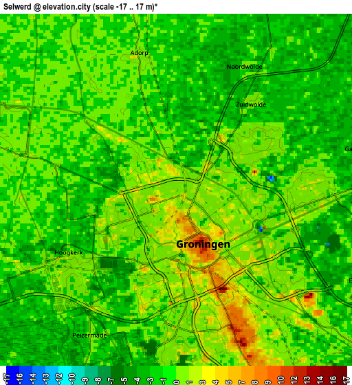 Zoom OUT 2x Selwerd, Netherlands elevation map