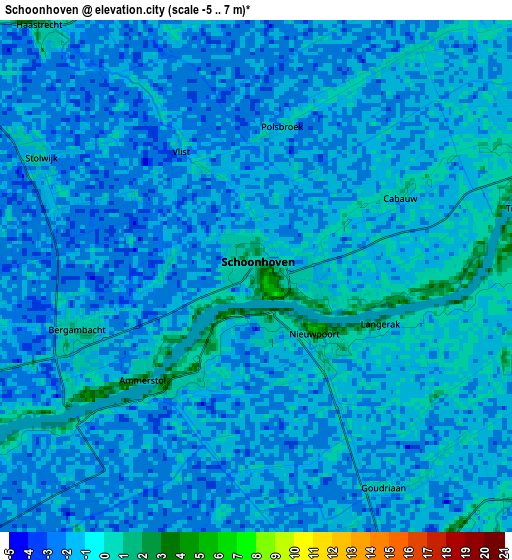 Zoom OUT 2x Schoonhoven, Netherlands elevation map