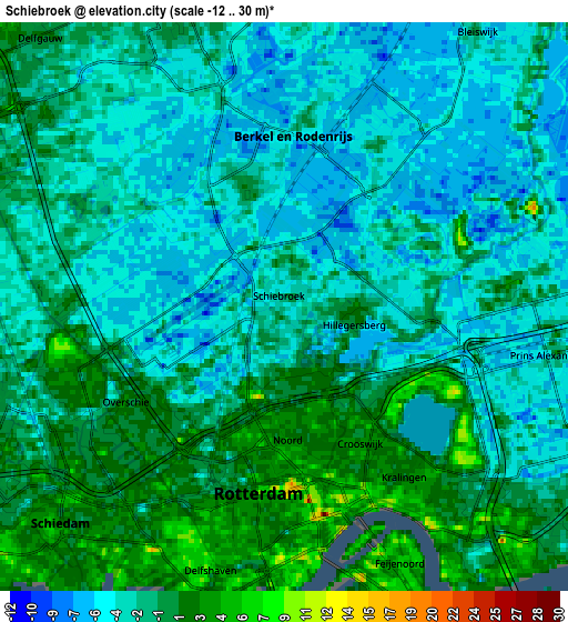 Zoom OUT 2x Schiebroek, Netherlands elevation map