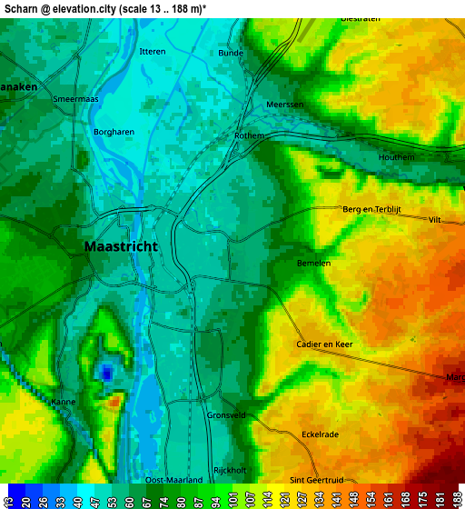 Zoom OUT 2x Scharn, Netherlands elevation map