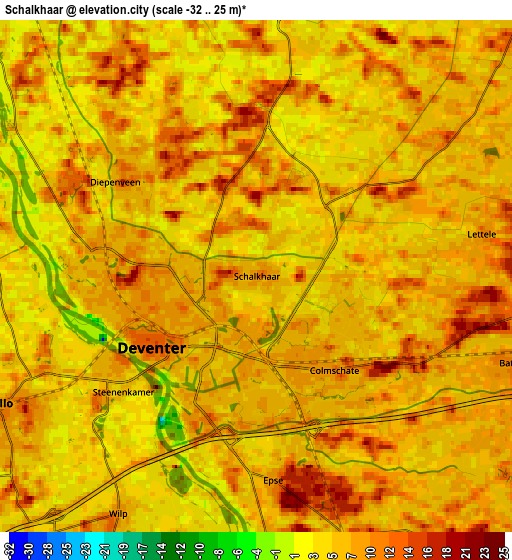 Zoom OUT 2x Schalkhaar, Netherlands elevation map