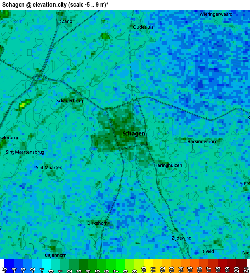 Zoom OUT 2x Schagen, Netherlands elevation map