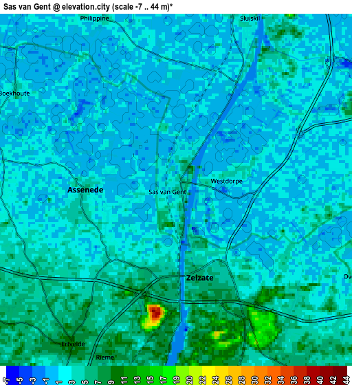 Zoom OUT 2x Sas van Gent, Netherlands elevation map