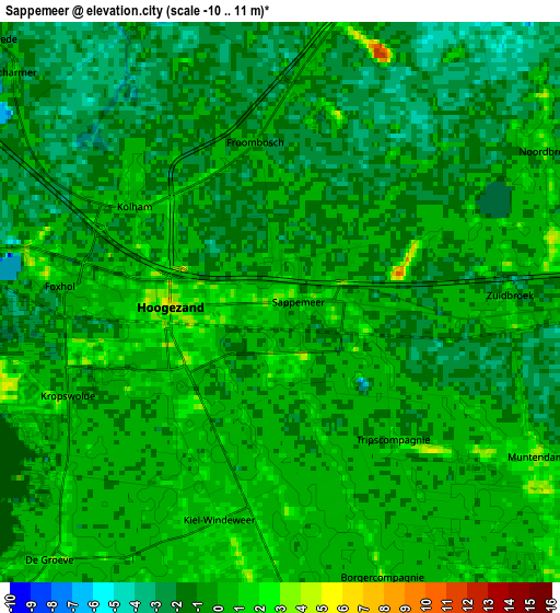 Zoom OUT 2x Sappemeer, Netherlands elevation map