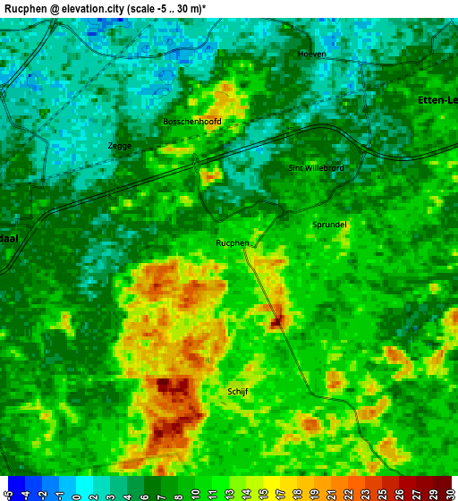 Zoom OUT 2x Rucphen, Netherlands elevation map